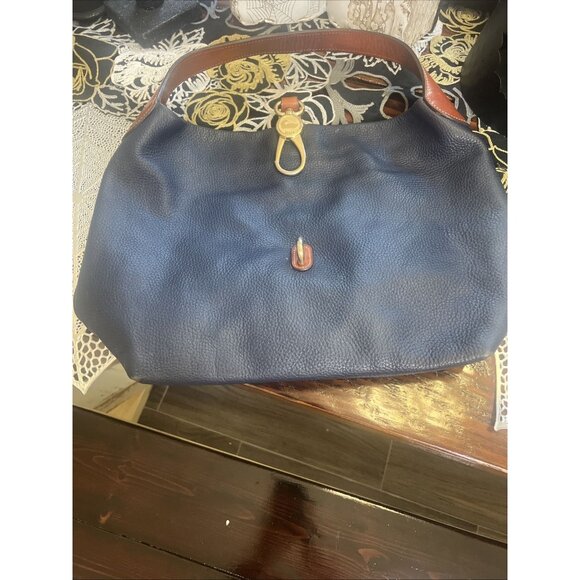Dooney & Bourke Pebble Grain Logo Lock Shoulder Bag Blue Purse Handbag - Picture 5 of 16